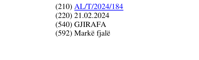 Zëri i markës GJIRAFA në buletin