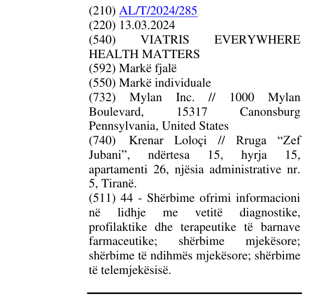 Zëri i markës VIATRIS EVERYWHERE HEALTH MATTERS në buletin