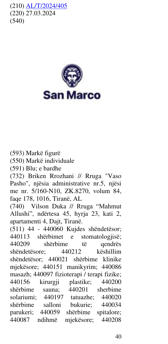 Zëri i markës San Marco në buletin