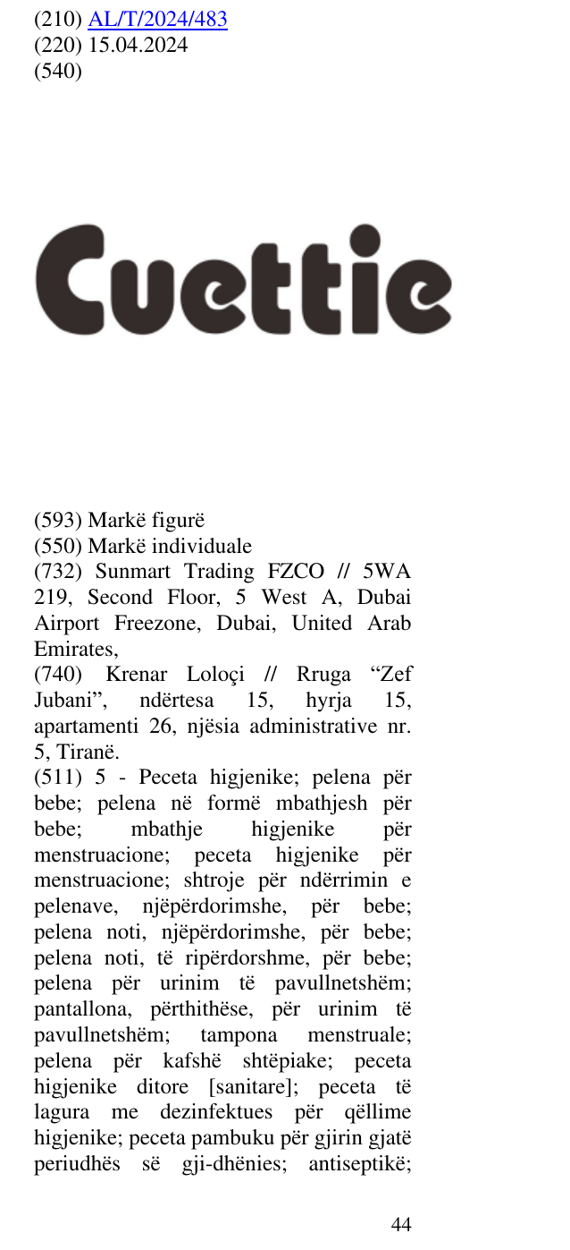 Zëri i markës Cuettie në buletin