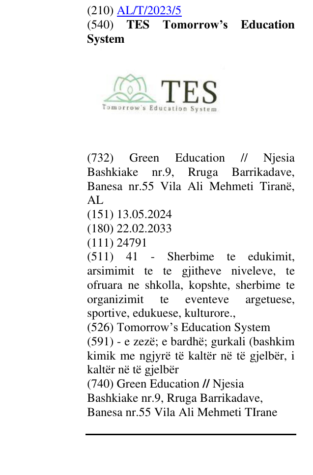 Zëri i markës TES Tomorrow’s Education System në buletin