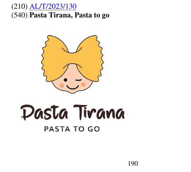 Zëri i markës Pasta Tirana, Pasta to go 191 në buletin