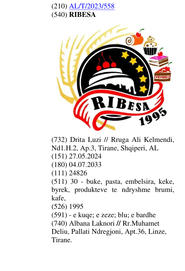 Zëri i markës RIBESA në buletin