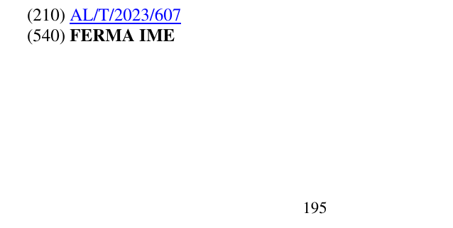 Zëri i markës FERMA IME 196 në buletin