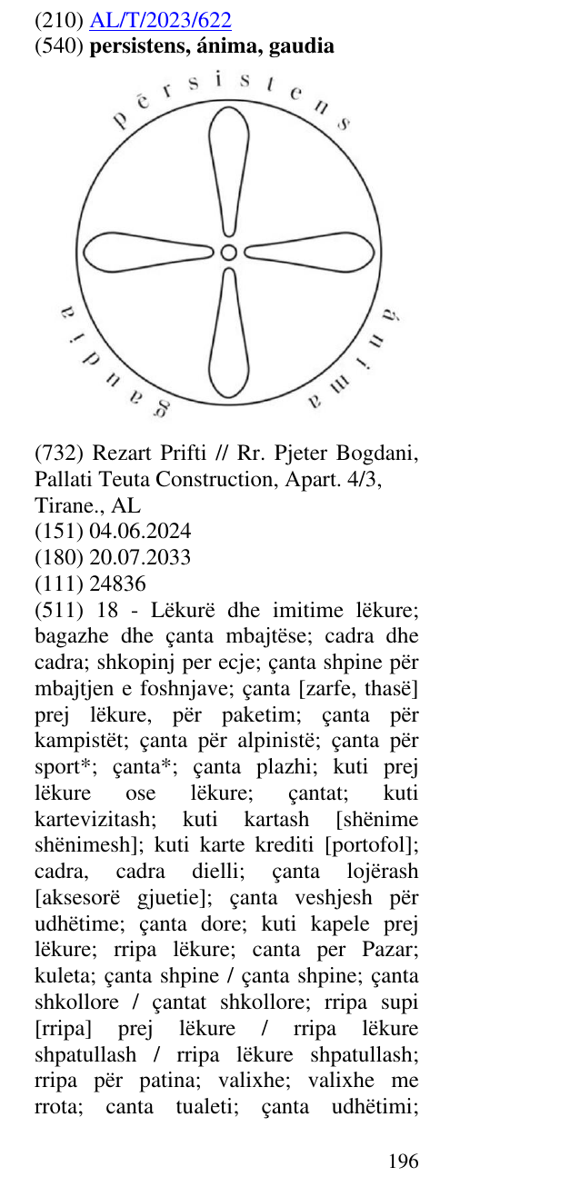 Zëri i markës persistens, ánima, gaudia në buletin