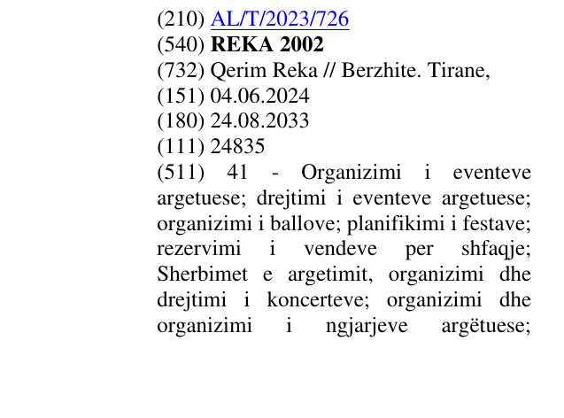 Zëri i markës REKA 2002 në buletin