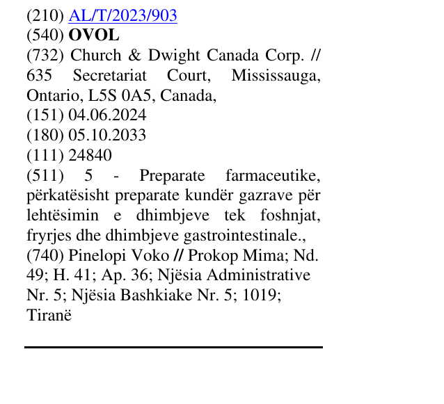 Zëri i markës OVOL në buletin