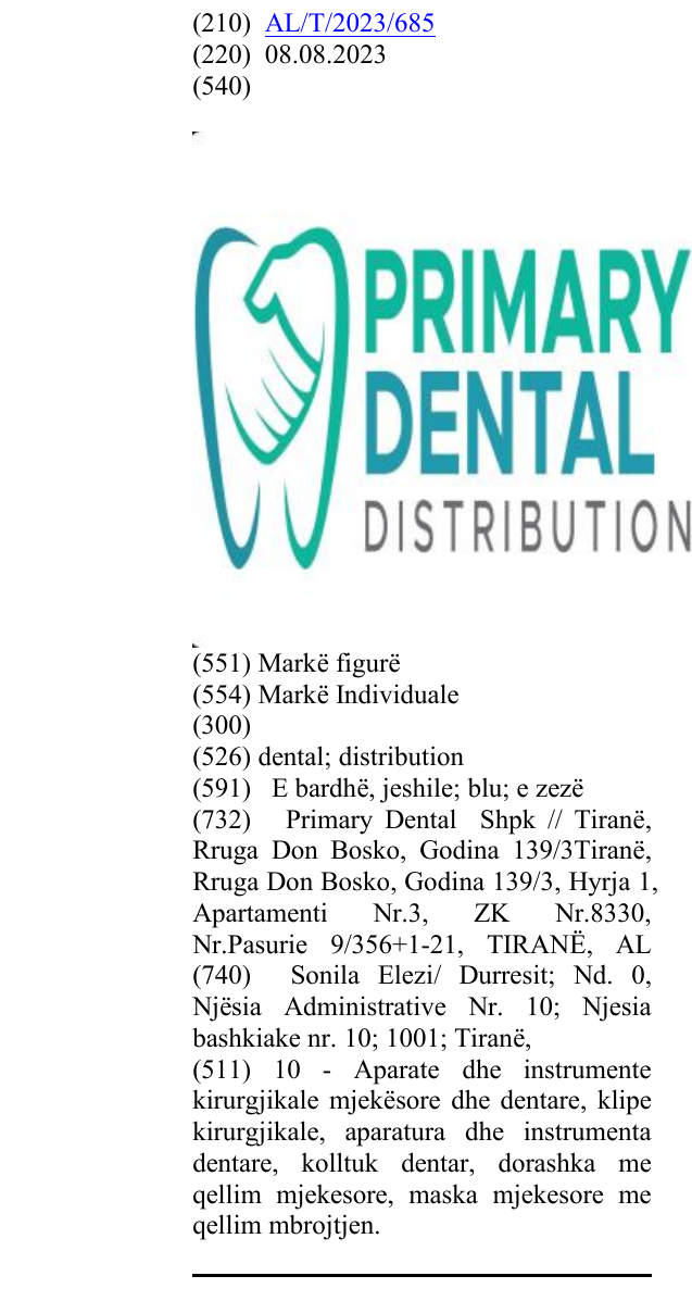 Zëri i markës dental;distribution në buletin