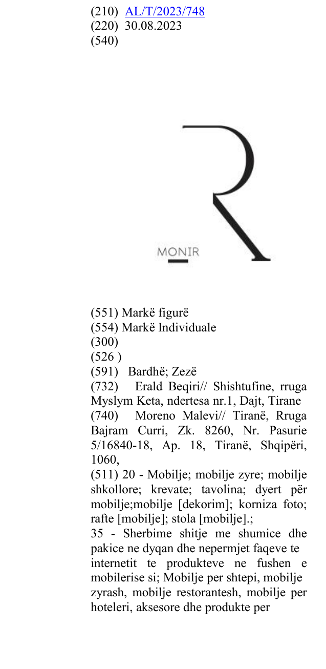 Zëri i markës MONIR në buletin