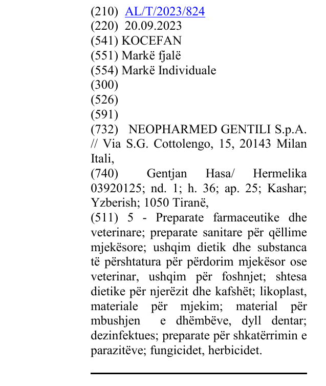 Zëri i markës KOCEFAN në buletin