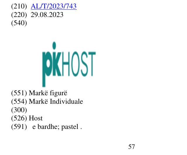 Zëri i markës Host në buletin