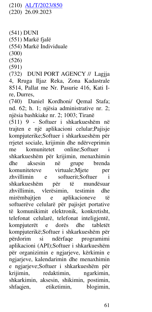Zëri i markës DUNI në buletin