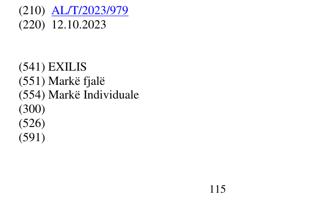 Zëri i markës EXILIS në buletin
