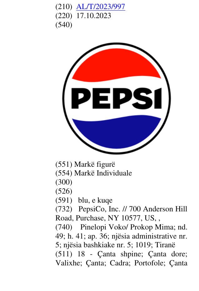 Zëri i markës PEPSI në buletin