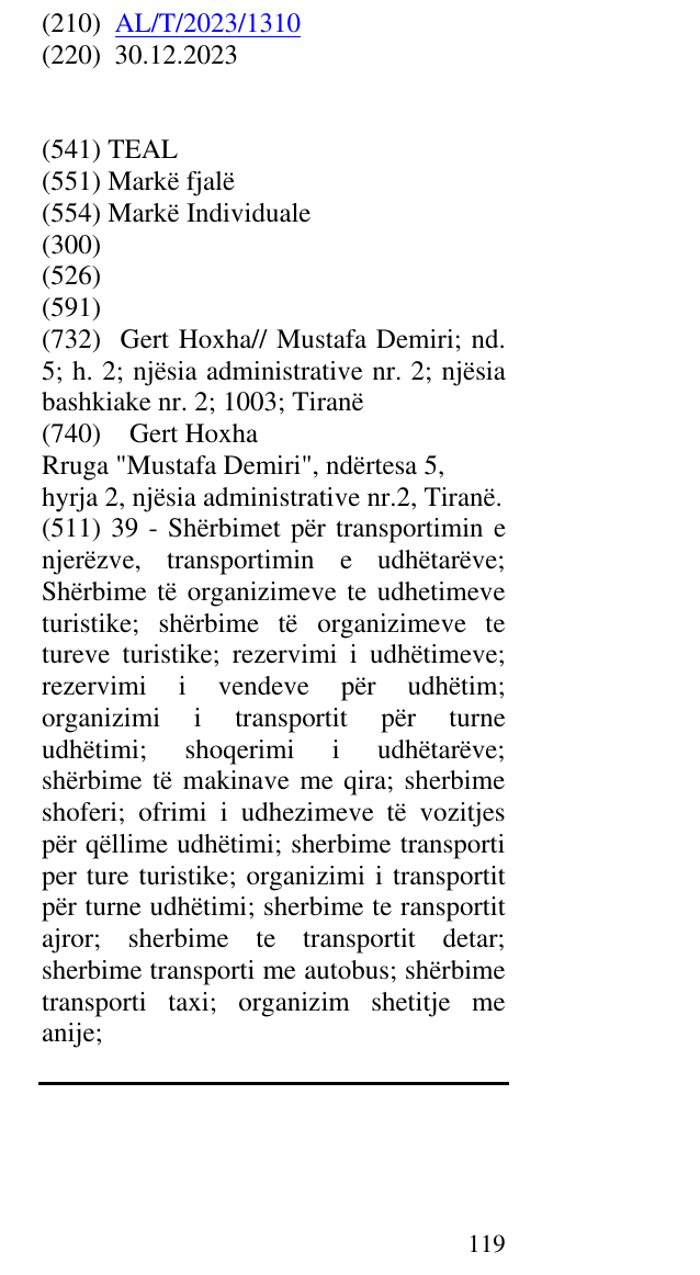 Zëri i markës TEAL në buletin