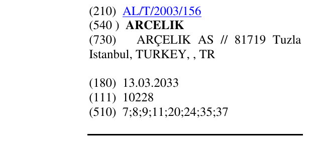 Zëri i markës ARCELIK në buletin