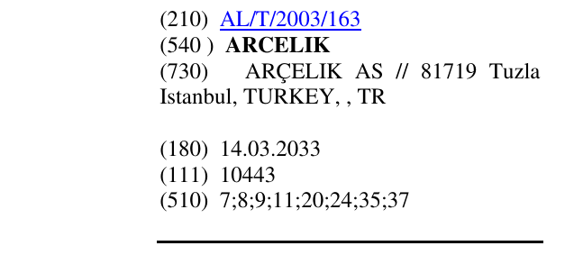 Zëri i markës ARCELIK në buletin