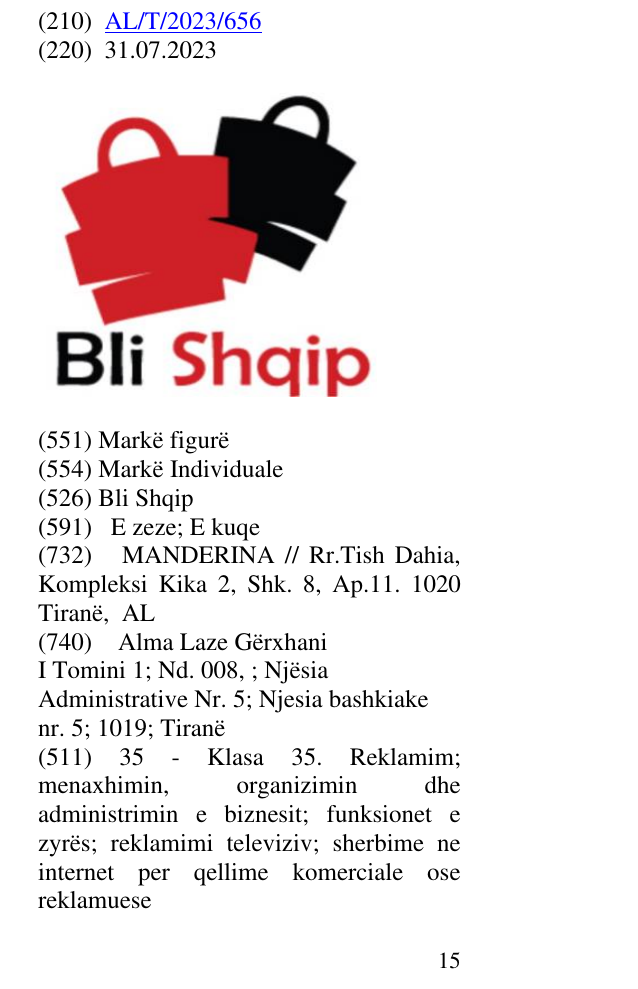 Zëri i markës Bli Shqip në buletin