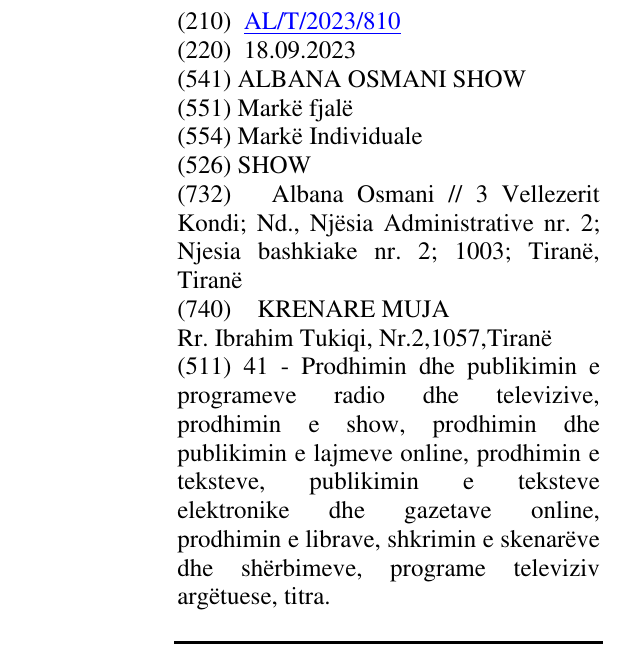 Zëri i markës SHOW në buletin