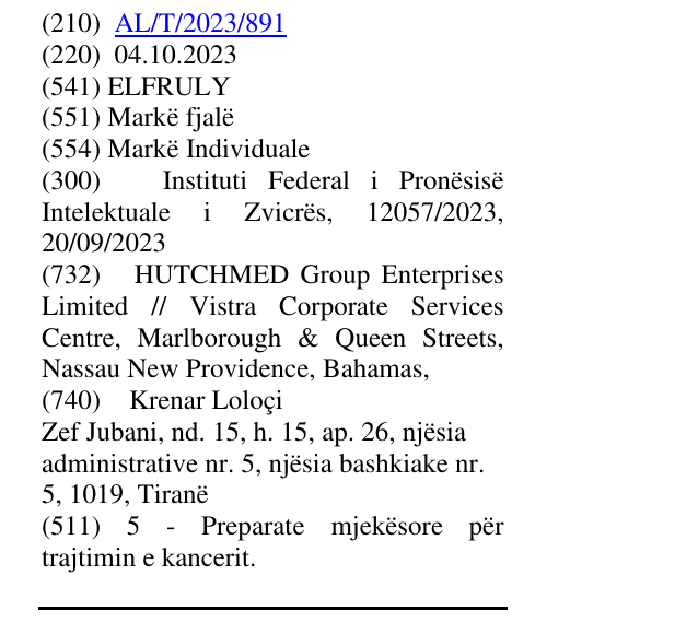 Zëri i markës ELFRULY në buletin