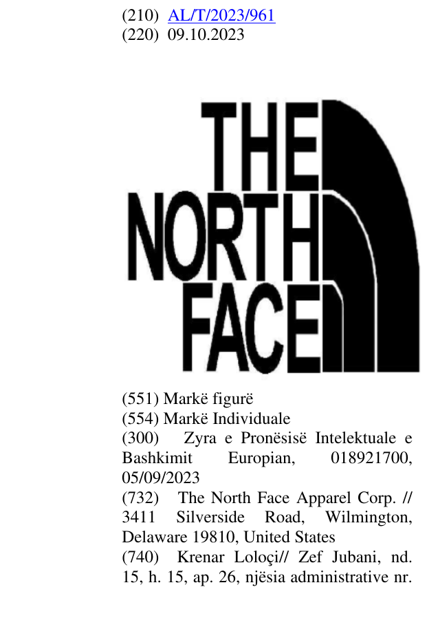 Zëri i markës THE NORTH FACE në buletin