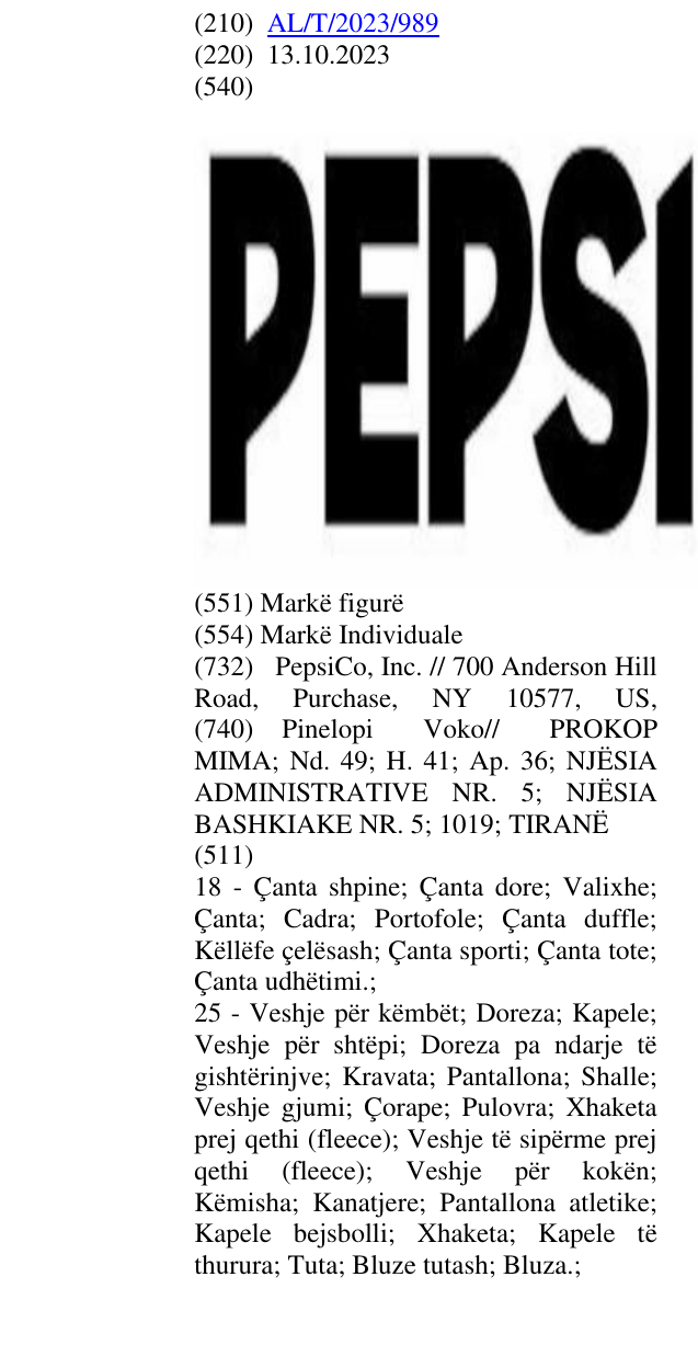 Zëri i markës PEPSI në buletin