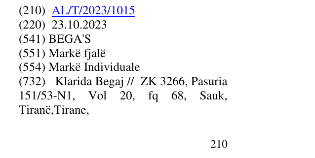 Zëri i markës BEGA'S në buletin