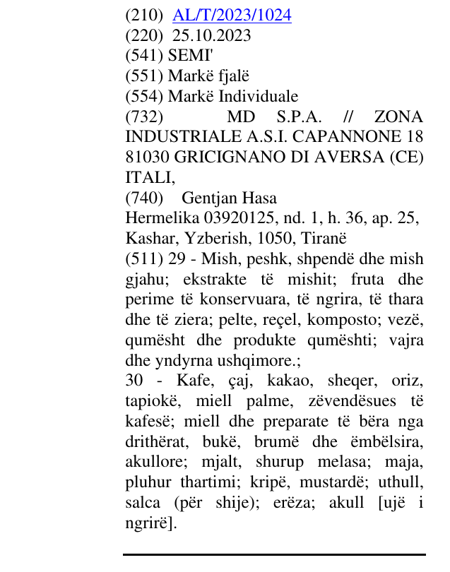Zëri i markës SEMI' në buletin
