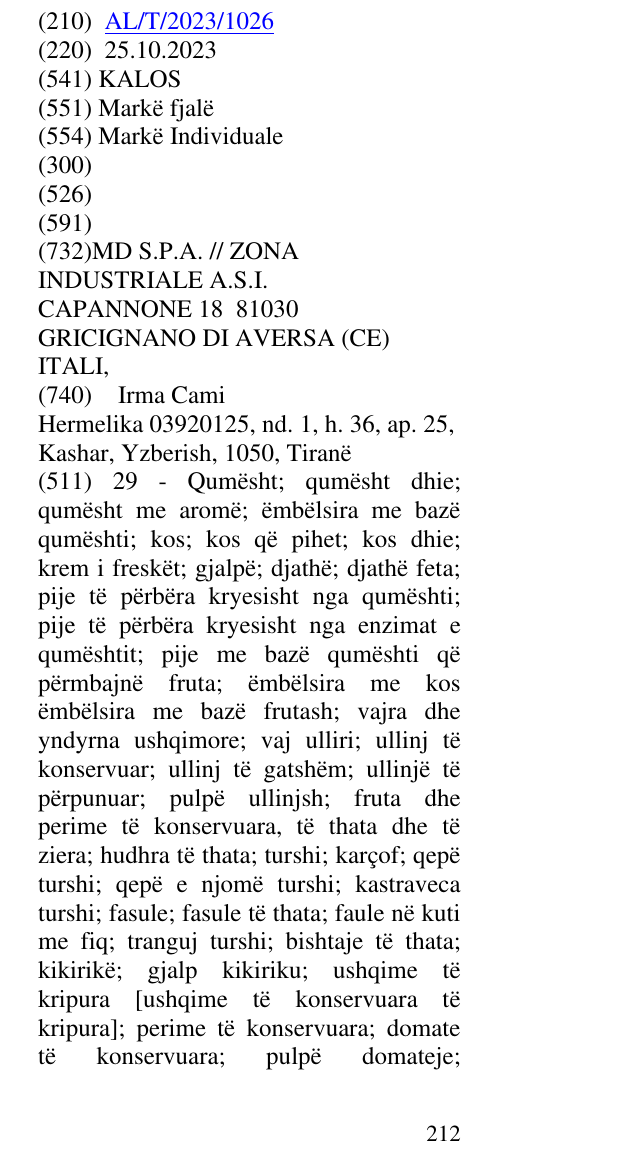 Zëri i markës KALOS në buletin