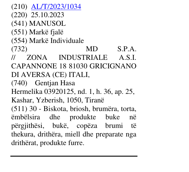 Zëri i markës MANUSOL në buletin