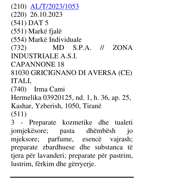 Zëri i markës DAT 5 në buletin