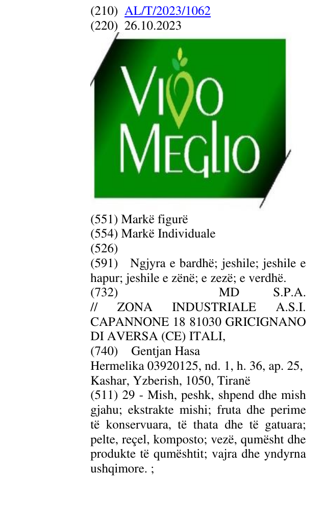 Zëri i markës VIVO MEGLIO në buletin