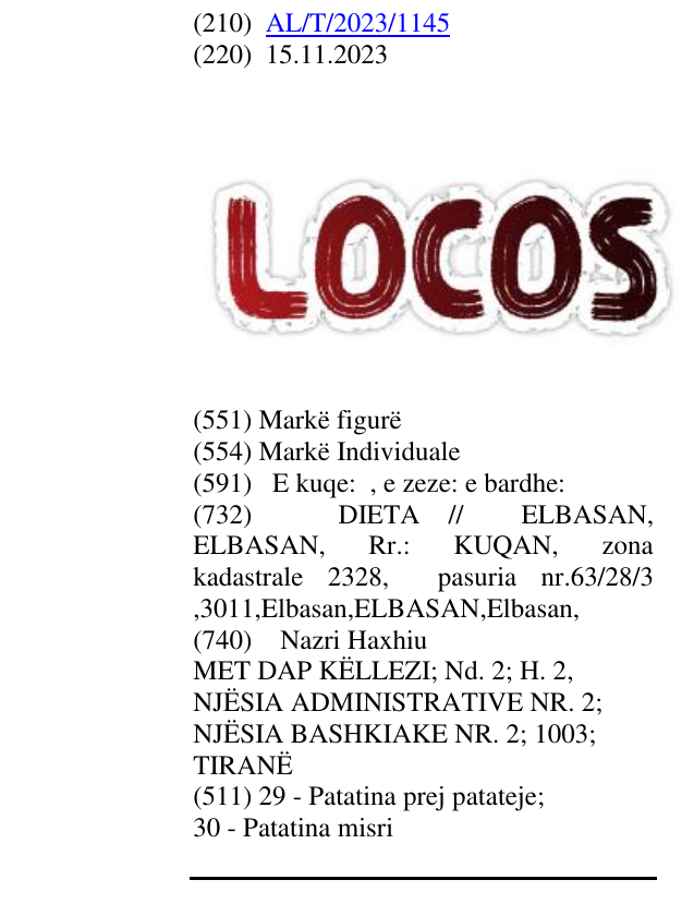 Zëri i markës LOCOS në buletin