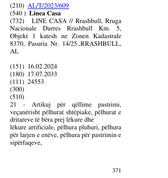 Zëri i markës Linea Casa në buletin