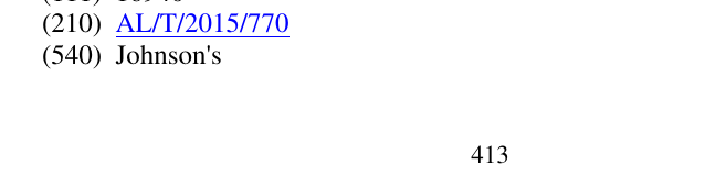 Zëri i markës Johnson's 414 në buletin