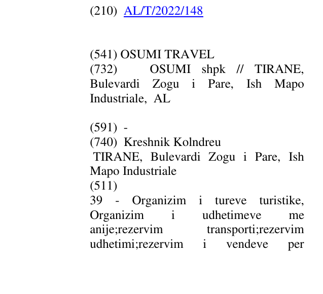 Zëri i markës OSUMI TRAVEL në buletin