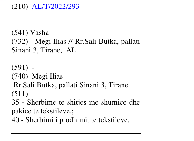 Zëri i markës Vasha në buletin