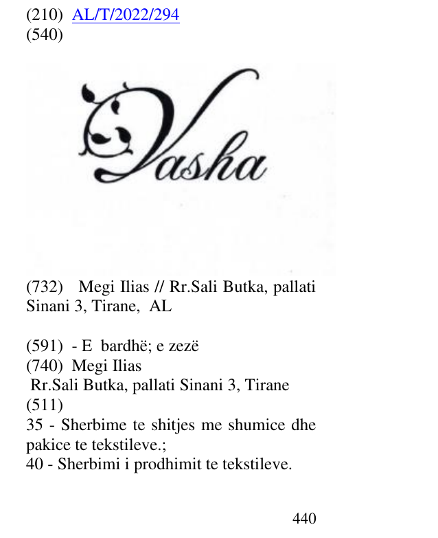 Zëri i markës Vasha në buletin