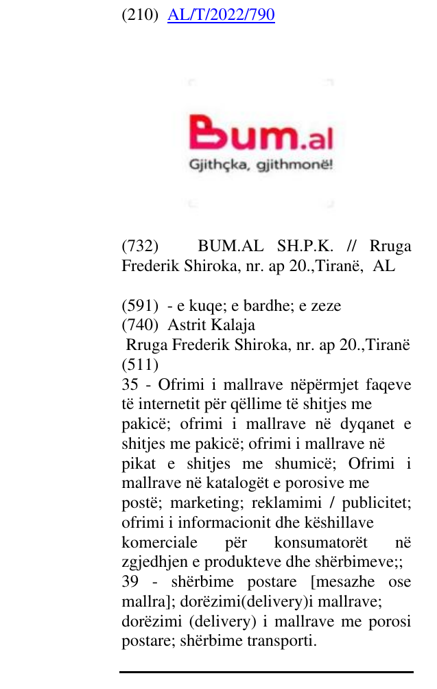 Zëri i markës Bum.al në buletin