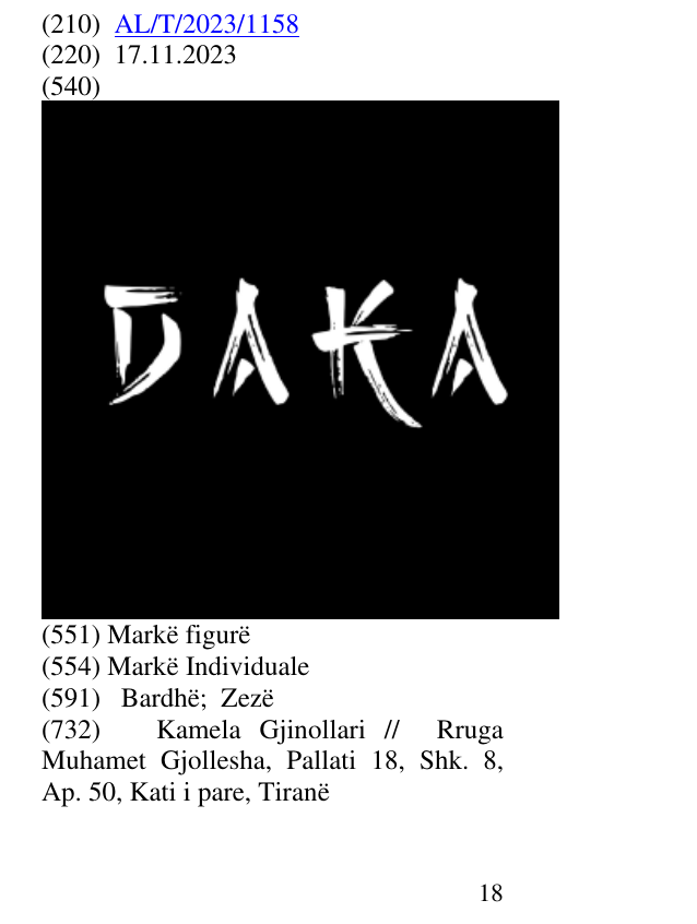Zëri i markës DAKA në buletin