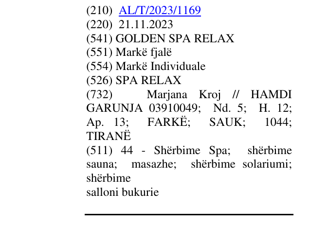 Zëri i markës SPA RELAX në buletin