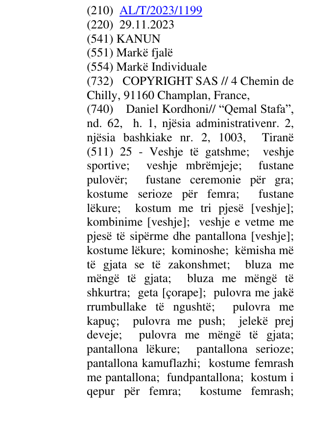 Zëri i markës KANUN në buletin