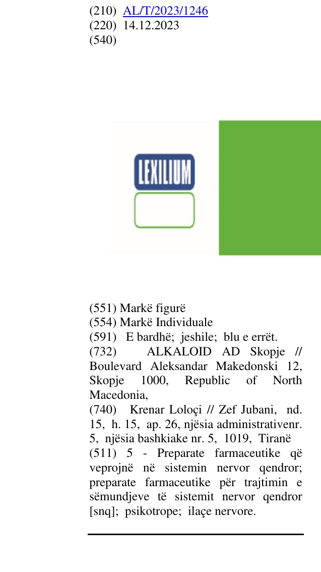 Zëri i markës LEXILIUM në buletin