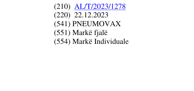 Zëri i markës PNEUMOVAX në buletin