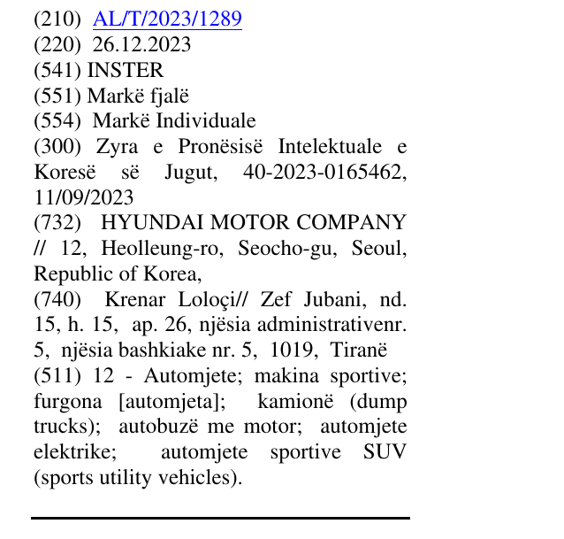 Zëri i markës INSTER në buletin