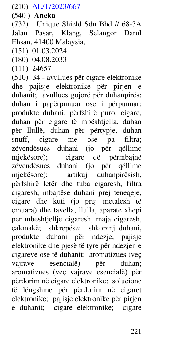 Zëri i markës Aneka në buletin