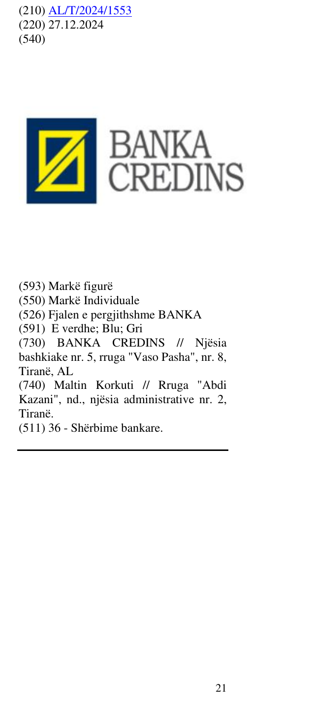 Zëri i markës Fjalen e pergjithshme BANKA në buletin