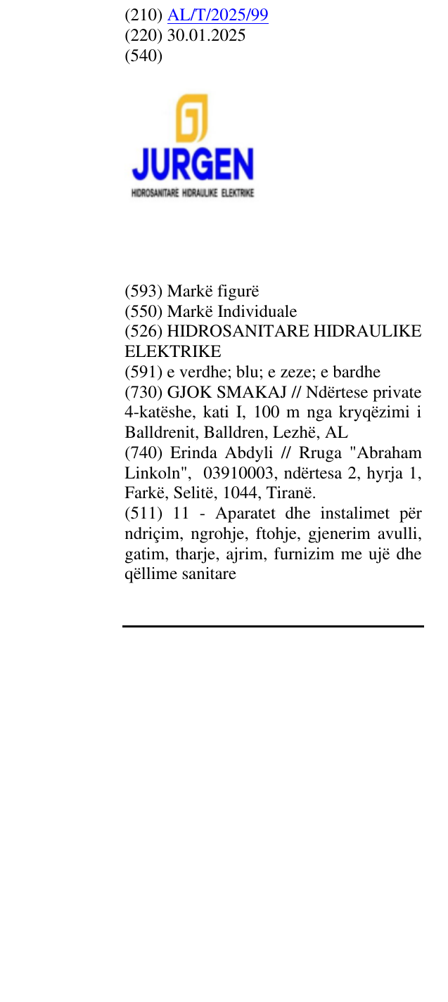 Zëri i markës HIDROSANITARE HIDRAULIKE ELEKTRIKE në buletin