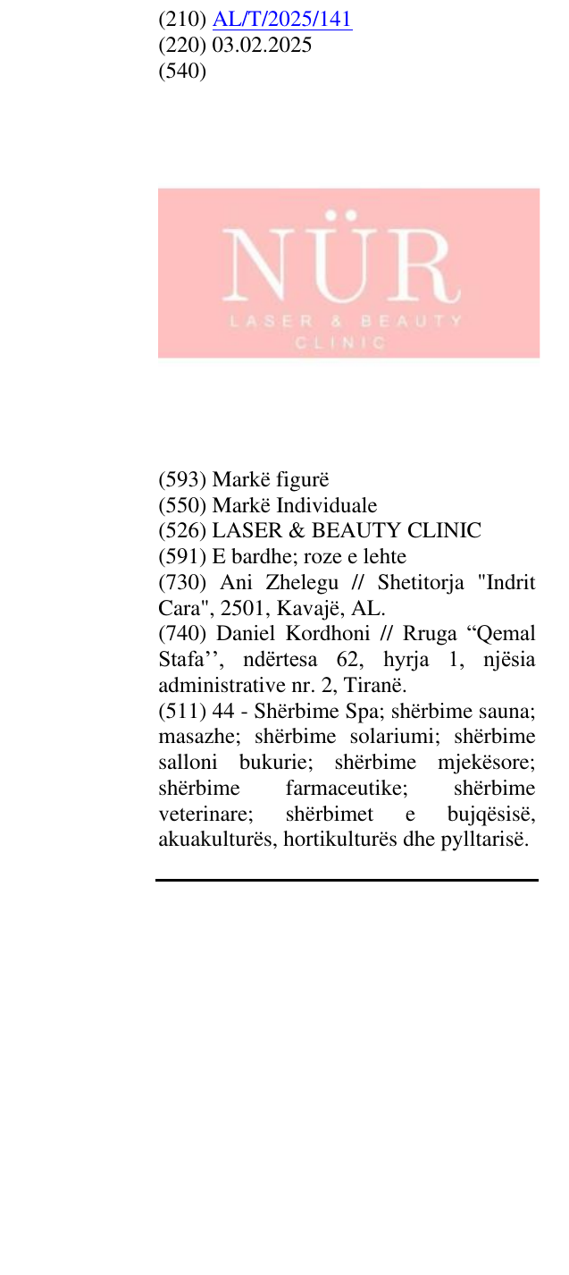 Zëri i markës LASER & BEAUTY CLINIC në buletin