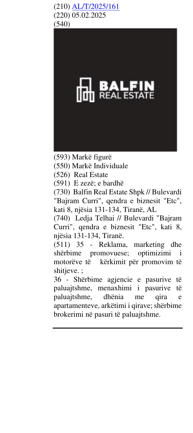 Zëri i markës Real Estate në buletin